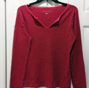 Tommy Hilfiger Women's Red Striped Top